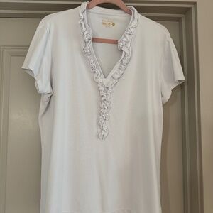 Lilly Pulitzer - Luxletic Frida w/ rufffles Polo Shirt - XL - White